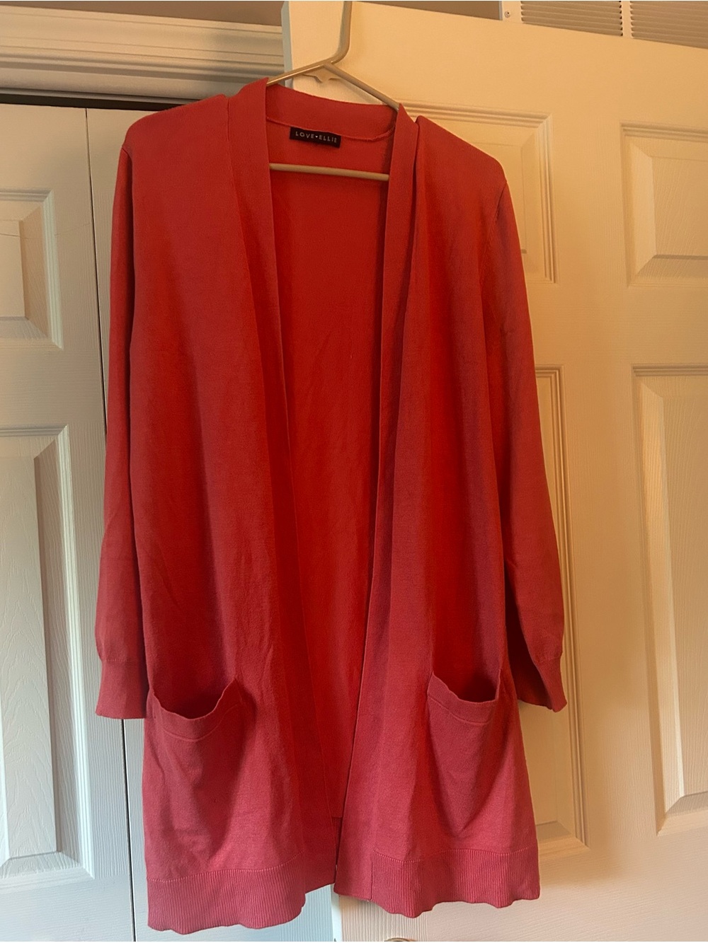 love Ellie Coral Open-Front Women's Cardigan with Pockets